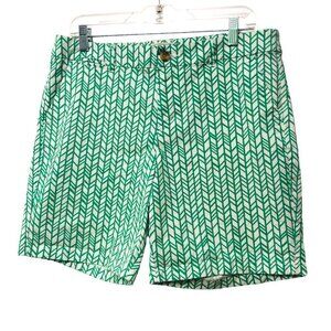 Gap Boyfriend Shorts Size 10 Cotton Spandex Blend Green White Chevron Pockets